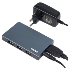 Hama Hub USB Attivo 4 Porte USB 3.0 con Alimentatore Adattatore Sdoppiatore per PC Notebook
