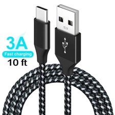 Cavo Caricatore Sincronizzazione Dati Ricarica Rapida USB C Type-C Intrecciato 3/6/10FT
