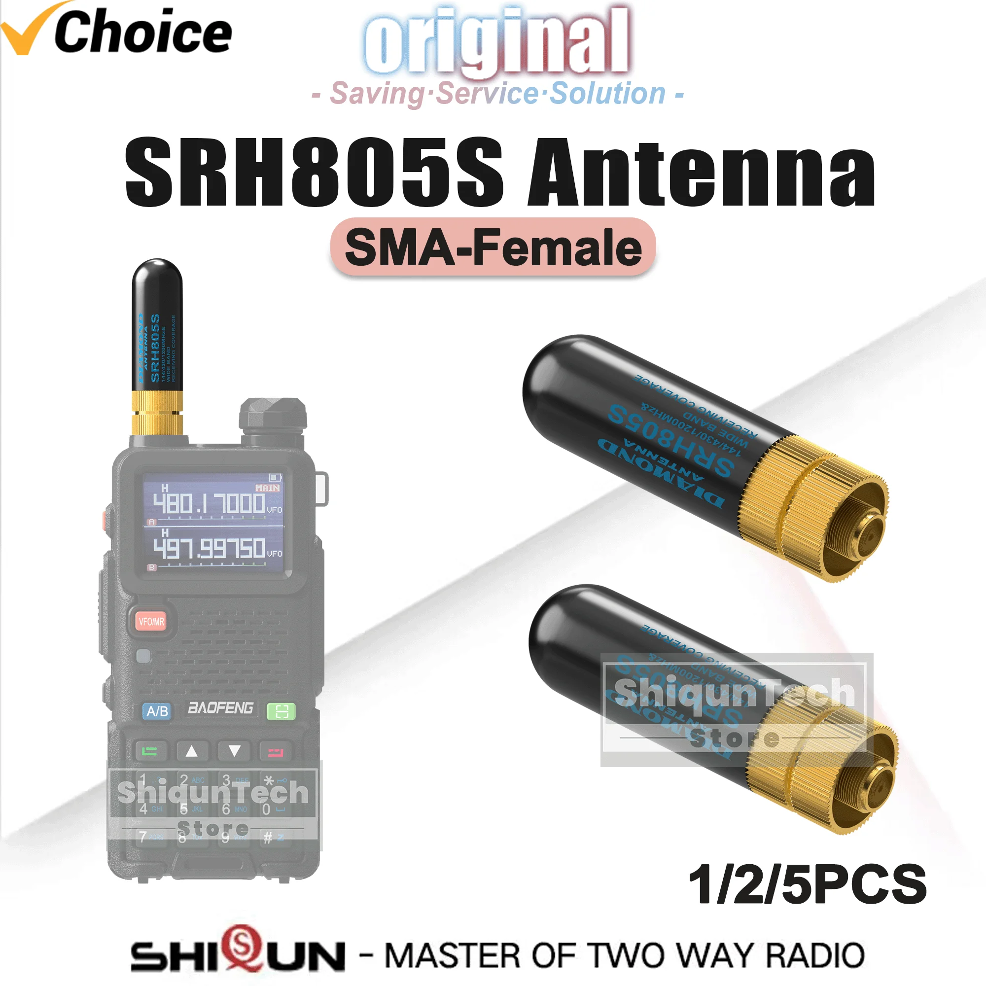 1/2/5PCS SRH805S Antenna Mini Breve Walkie Talkie Antenna SMA-Femmina VHF UHF 144/430MHZ Per UV-5R Mini DM-32 UV-98 Più K6 Radio