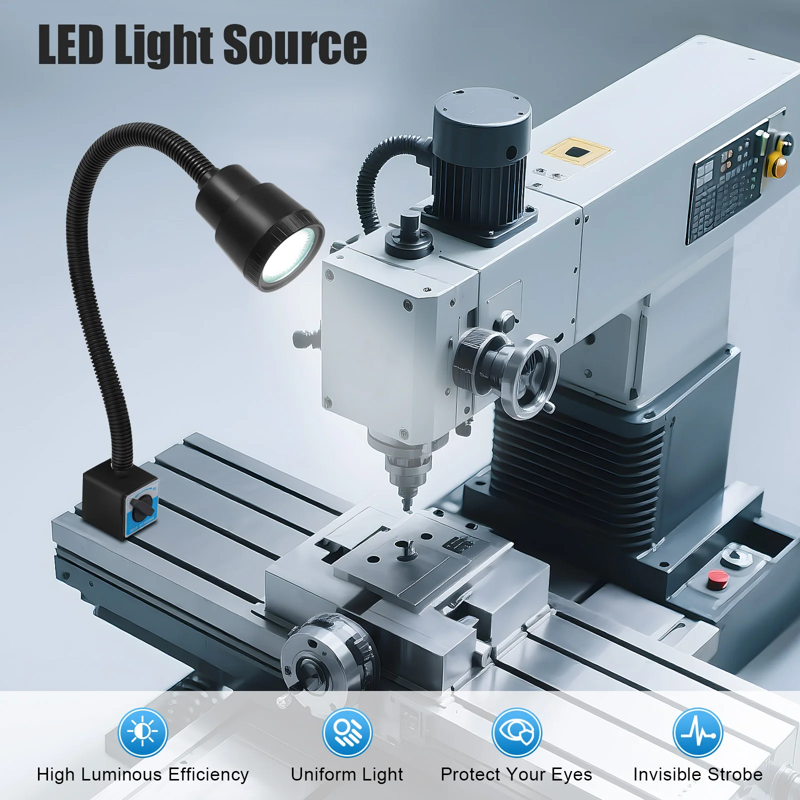 Luce per macchina a LED 5W Base magnetica CNC Luce da lavoro Illuminazione per macchine utensili industriali Base blu ad ampio voltaggio per uso in fabbrica