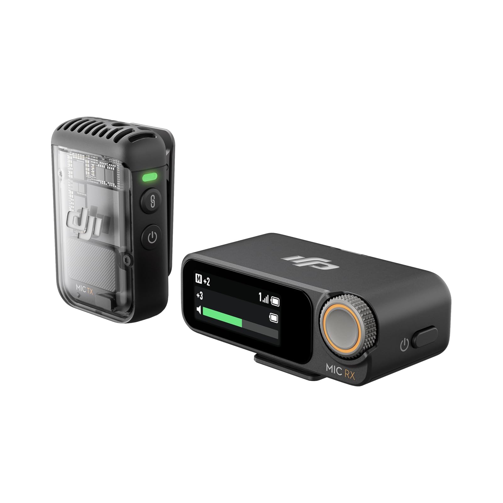 DJI Mic 2 (1 TX + 1 RX) | microfono wireless con eliminazione intelligente del rumore, registrazione interna in float a 32 bit, suoni ottimizzati