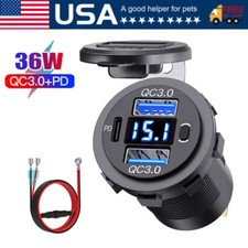 12V-24V PD + QC3.0 Doppio USB Caricabatteria Rapido Auto Presa di Alimentazione LED Voltmetro