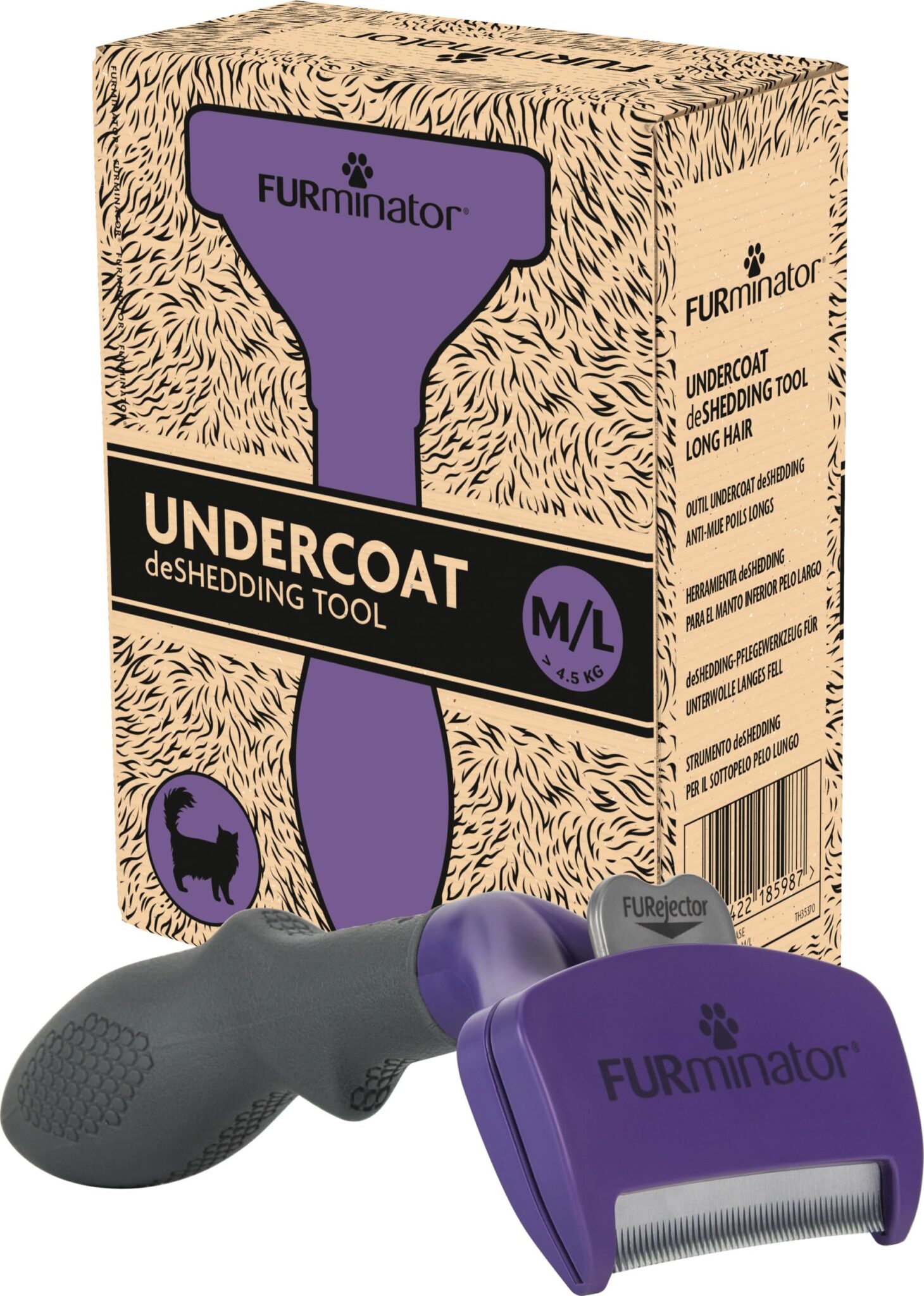 FURminator deShedding Tool - Spazzola per Gatti di Taglia M/L, Pelo Lungo | Spazzola sottopelo gatto | Per rimuovere il sottopelo | Per gatti di taglia media e grande | A pelo lun…