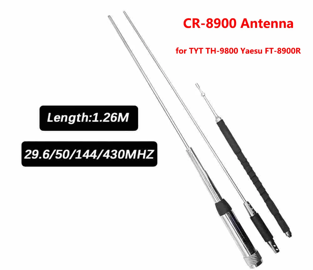 Antenna CR-8900 Quad Band 29.6/50/144/430MHz per Walkie Talkie TYT TH-9800 Yaesu FT-8900R 126cm PL-259
