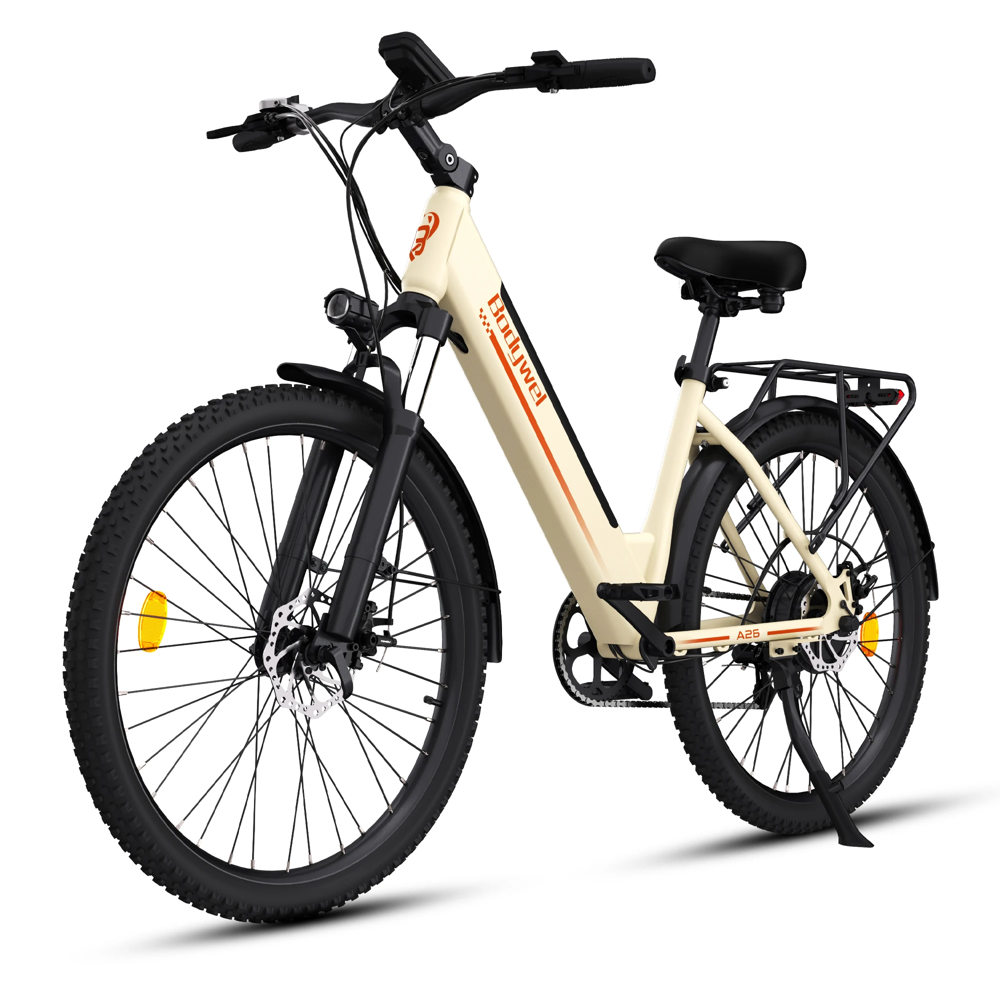 Bicicletta Elettrica per Adulti 26 Pollici 250W, E-Bike da Città, Batteria Rimovibile 36V 13Ah, 7 Velocità, Forcella Ammortizzata, Display LCD, Modello Bodywel A26