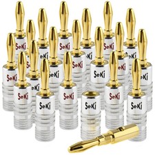20x Connettore a banana SeKi 4mm placcato oro avvitabile per cavi altoparlanti fino a 6mm²