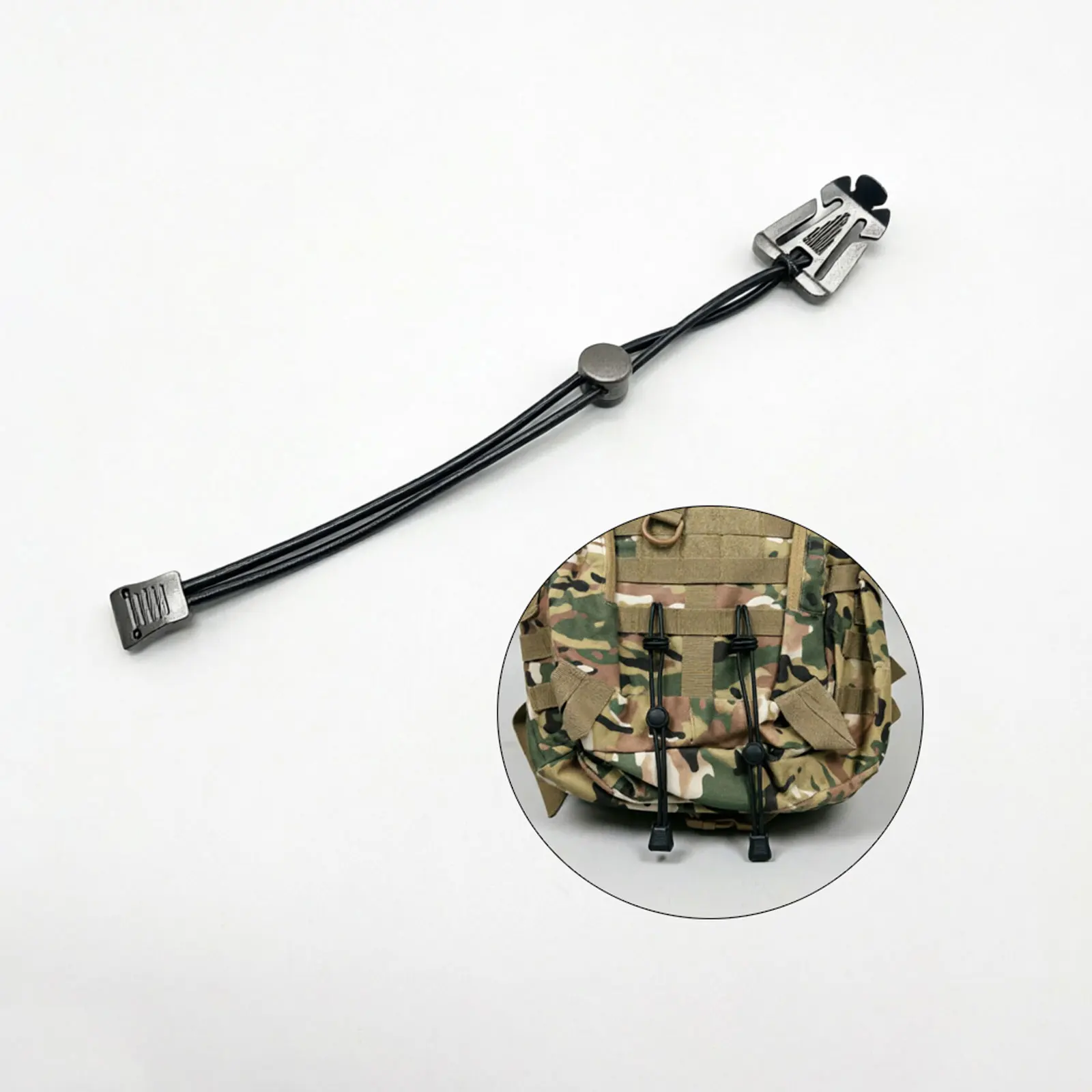 Clip per Torcia, Corda Elastica per Zaino, Fibbia di Fissaggio, Attrezzatura da Campeggio, Cordino per Fissaggio Bastone da Trekking, Fibbia Esterna