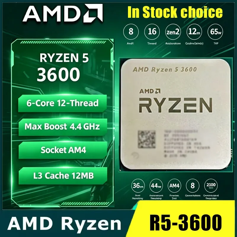 Processore Desktop AMD Ryzen 5 3600 (R5 3600) 6-Core 12-Thread 4.4GHz Sbloccato per Gaming, Socket AM4, Senza Confezione (2026)