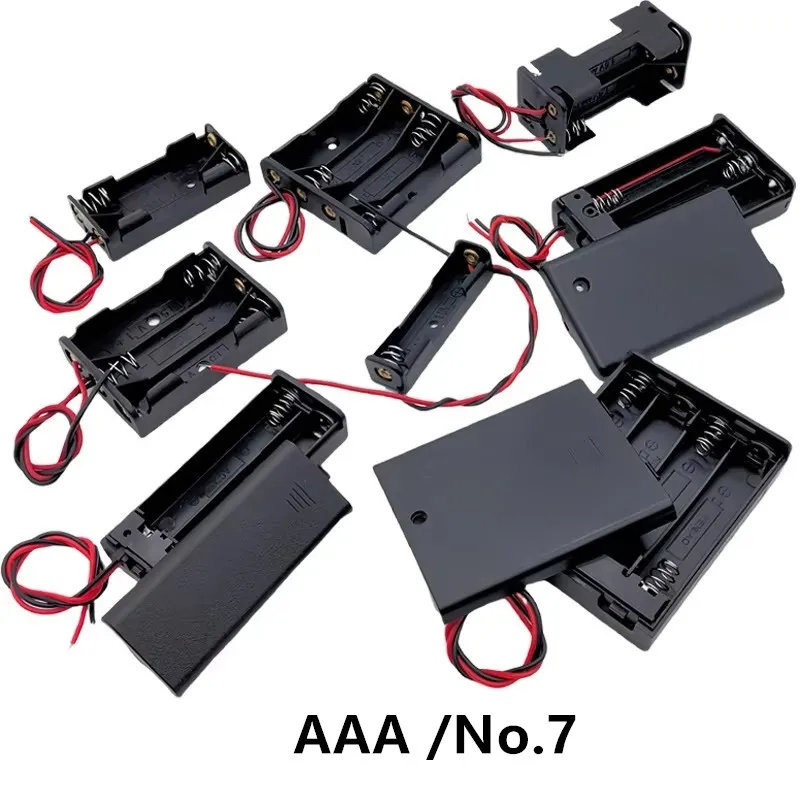 10 Pezzi Contenitore per Batterie AAA/N°7 con Coperchio Interruttore e Cavi di Collegamento Neri e Rossi, Vano Batterie per Giocattoli Fai-da-te