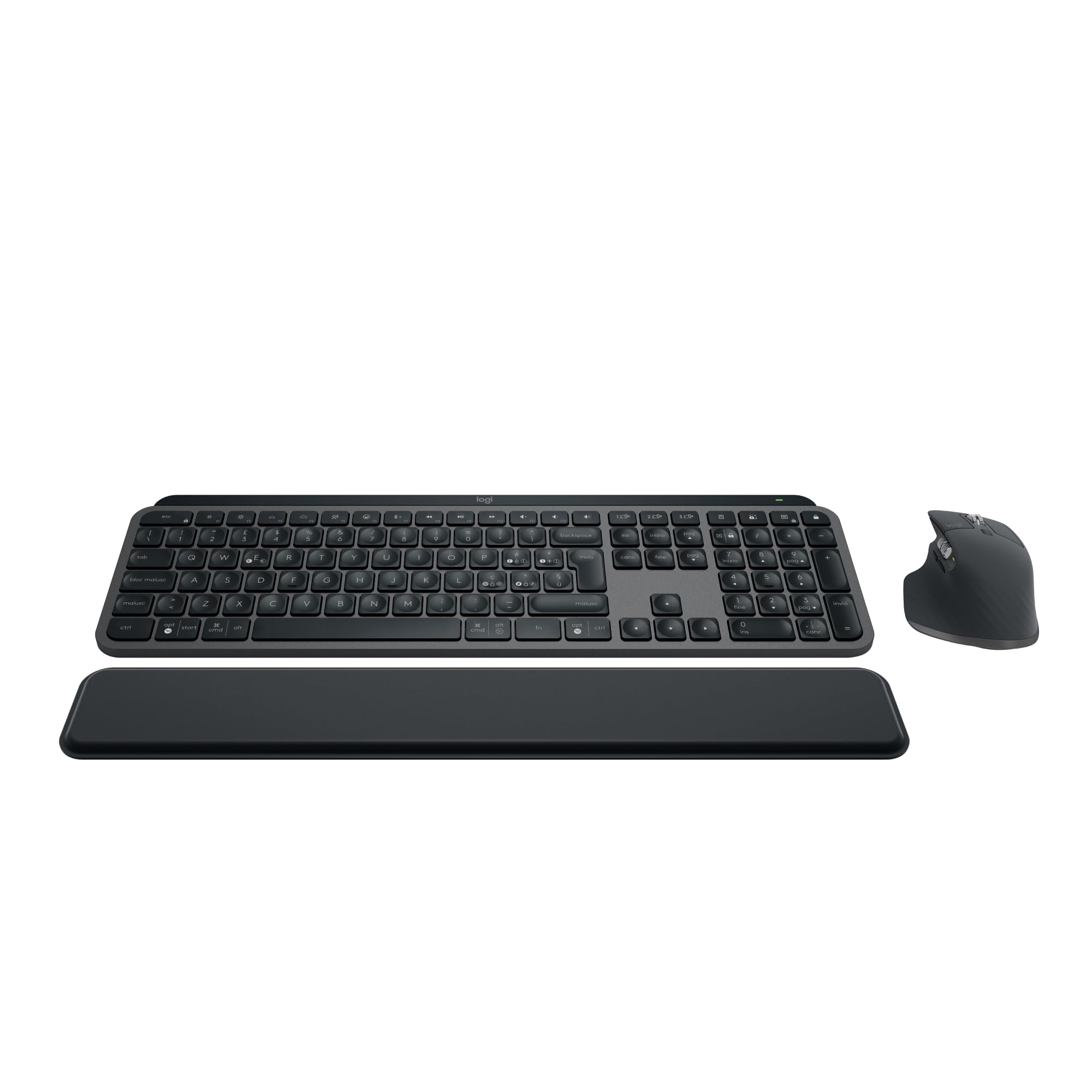 Logitech MX Keys S Combo Tastiera e Mouse Wireless con Palm Rest,ITA QWERTY | Illuminazione personalizzabile, Scorrimento veloce, Bluetooth, USB C, Windows/Linux/Chrome/Mac - Graf…
