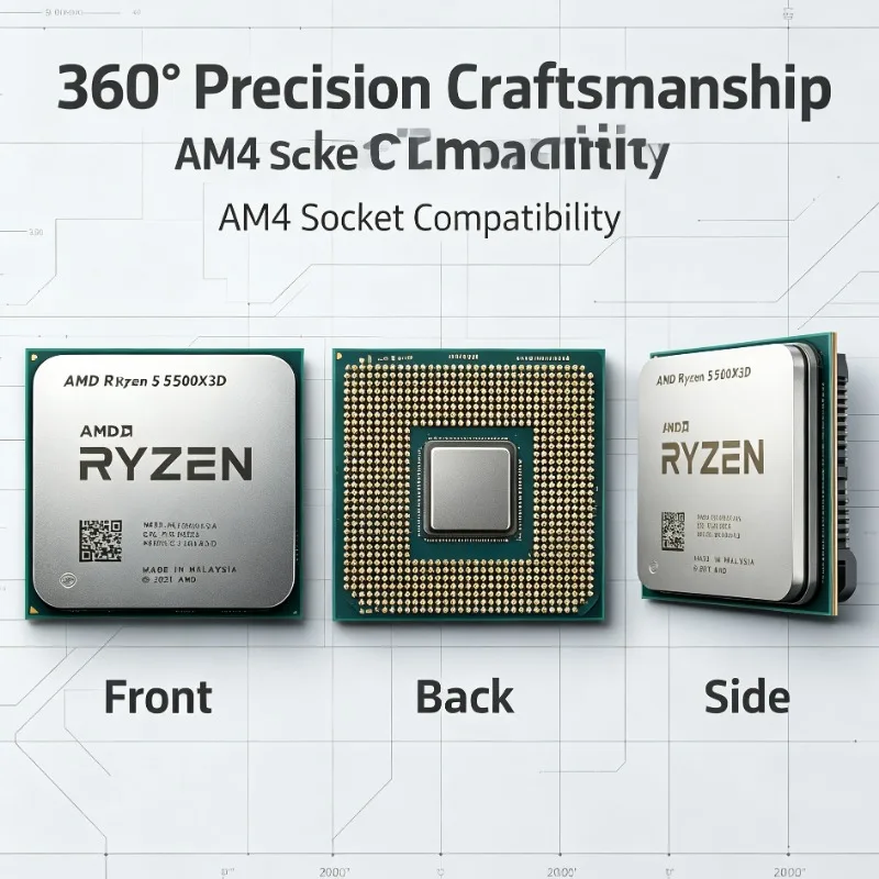 Chip Gaming Desktop Autoassemblabile Ryzen5 5500X3D Socket AM4 Compatibile con Schede Madri B450 B550 X570, Cache L3 da 96MB, 6C12T, DDR4, Senza Ventola