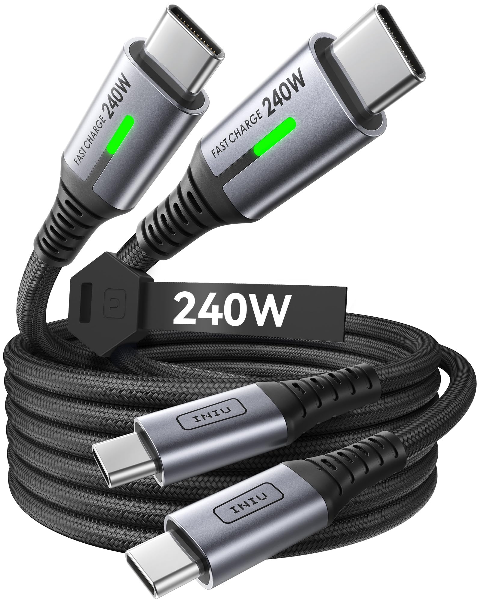 INIU 240W Cavo USB C a USB C, [2-Pezzi 2m] Cavo USB Ricarica Rapida | Type-C Nylon Cavo, USBC per iPhone 17 Pro Max, MacBook Air, iPad Pro, Samsung Galaxy S25 Ultra, Pixel 10, Ste…