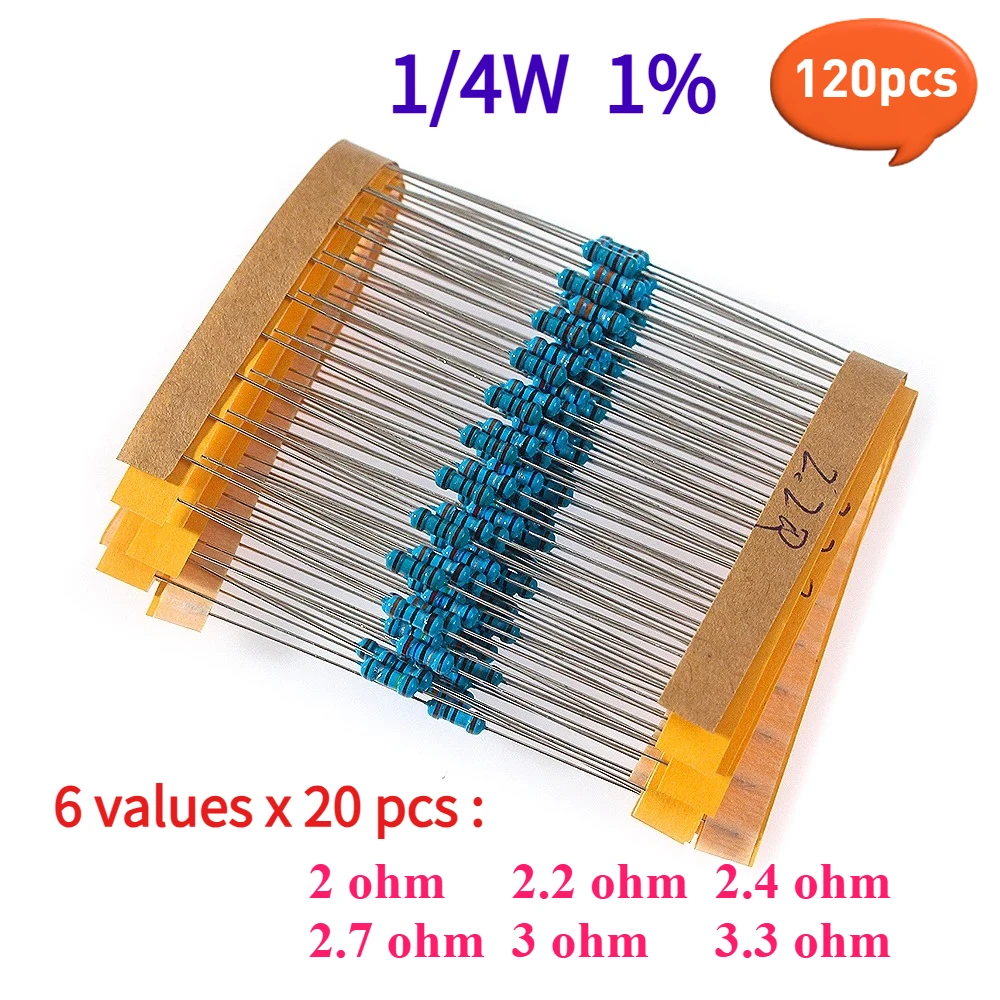 Kit resistore per riparazione airbag automobilistico 120PCS 1/4W 1% 2 Ohm ~ 3.3 Ohm 0.25W Set resistori airbag per auto