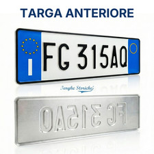 Targa Auto Italiana Anteriore Replica - Stampa in Rilievo su Alluminio reflex