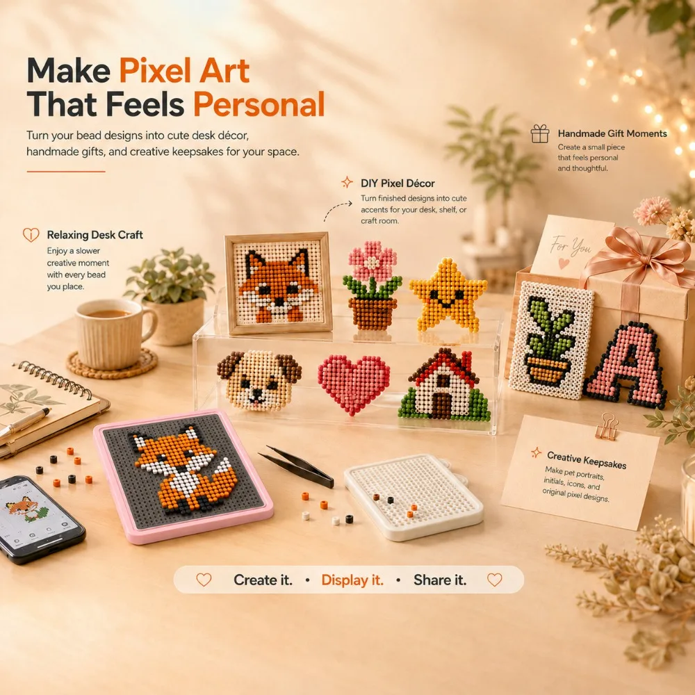 Pannello LED Smart Fuse Bead, Tavola Luminosa con Motivi Guidati da App per Arte e Artigianato, Set Regalo di Compleanno con Giocattoli Pixel Fai-da-Te