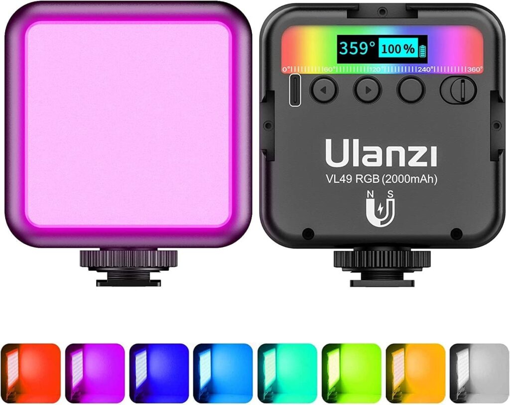 ULANZI VL49 Luce Video RGB Led Faretto Dimmerabile | 2500K-9500K Temperatura di Colore, Batteria Integrata, LCD Display, Per Fotocamera Fotografia