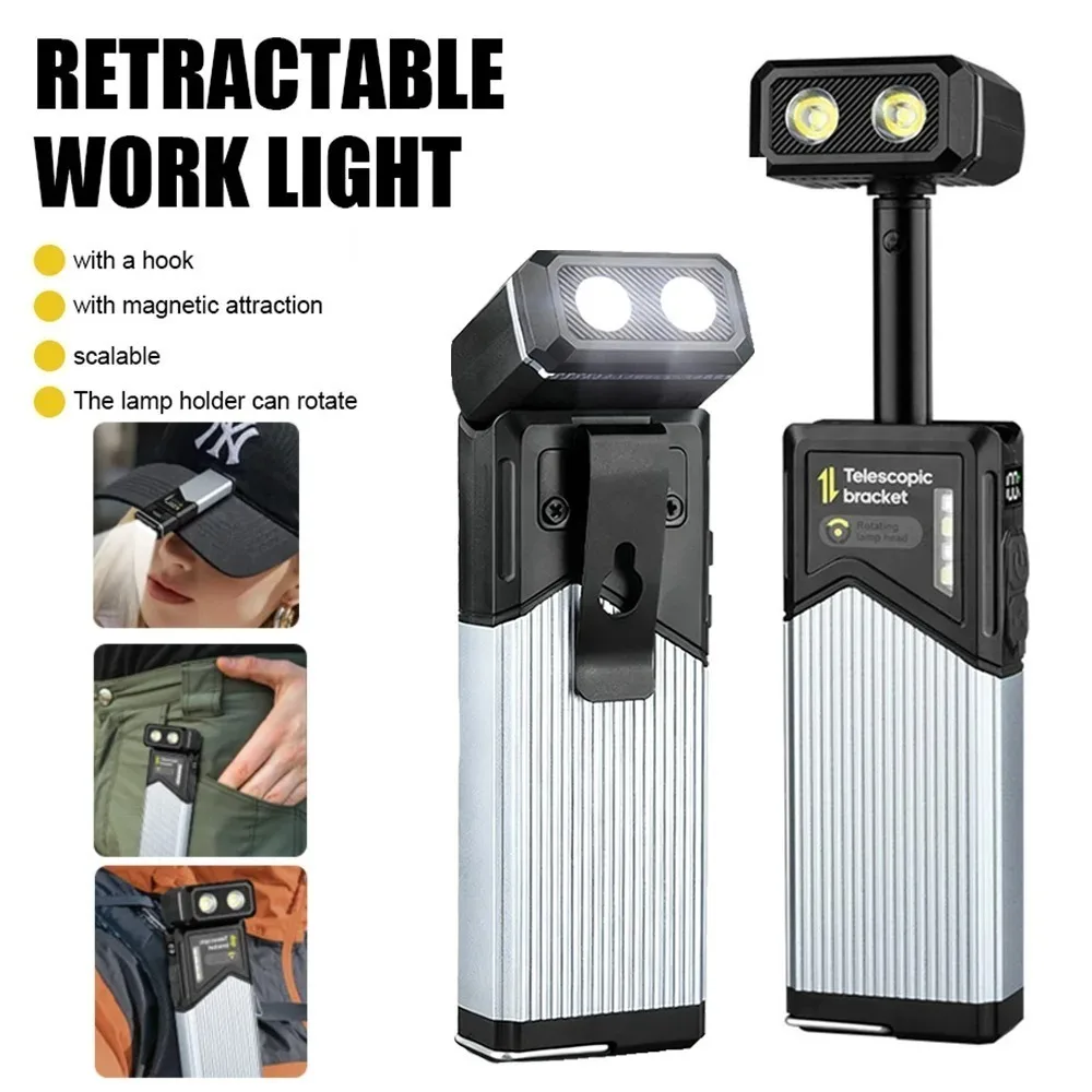 Portatile 180 ° Torcia LED Girevole ed Estensibile, Impermeabile con Attacco Magnetico, Luce da Lavoro per Campeggio, Pesca ed Escursionismo