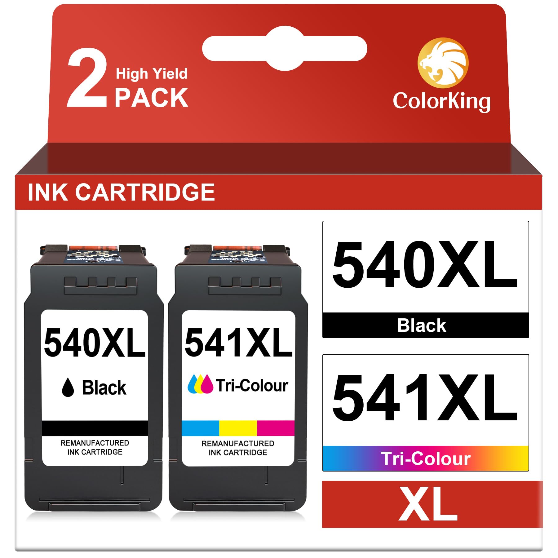 ColorKing PG-540XL CL-541XL Compatibile per Cartucce Canon 540 541 XL | Compatibile per Canon Pixma MG3650s TS5150 TS5151 MG3600 MG3650 MG4250 MX475 MX515 (1 Nero, 1 Tricolore)