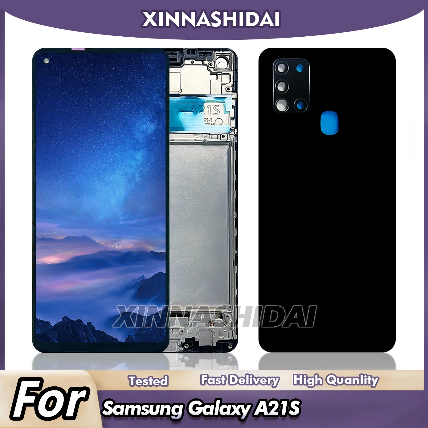 Schermo Display A21S da 6,5", per Samsung Galaxy A21S Display LCD Touch Screen digitale + Cornice + Copribatteria Sostituzione assemblaggio