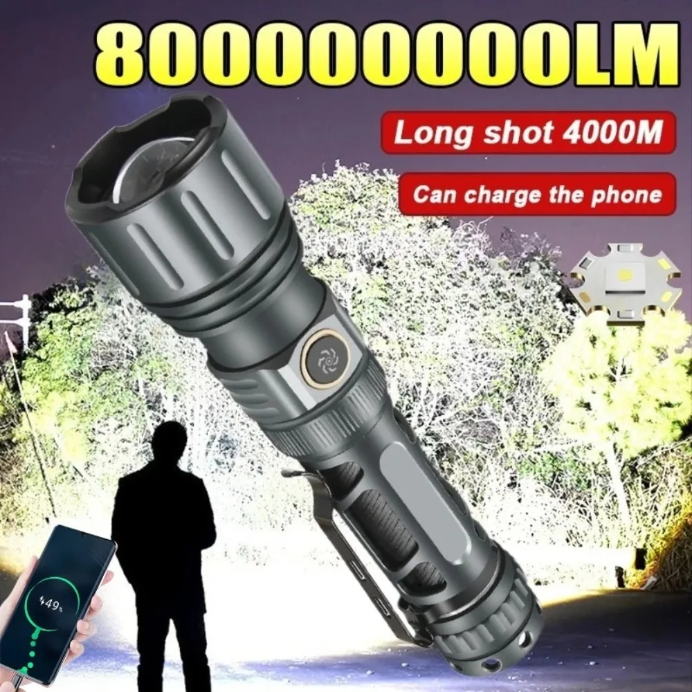 Torcia Super Luminosa Portatile Ricaricabile, Lampada LED Tattica, Lanterna da Campeggio Impermeabile, Luci per Esterni per la Pesca