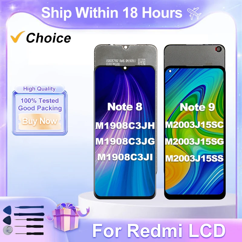 Scelta Per Xiaomi Redmi Nota 9 Display LCD Nota 10X Touch Screen Digitizer Per Redmi Nota 8 LCD M1908C3JH Parti di Ricambio