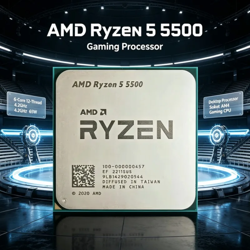 Processore AMD Ryzen 5 5500, sei core, dodici thread, 4.2GHz, 65W TDP, L3 16M, socket AM4.