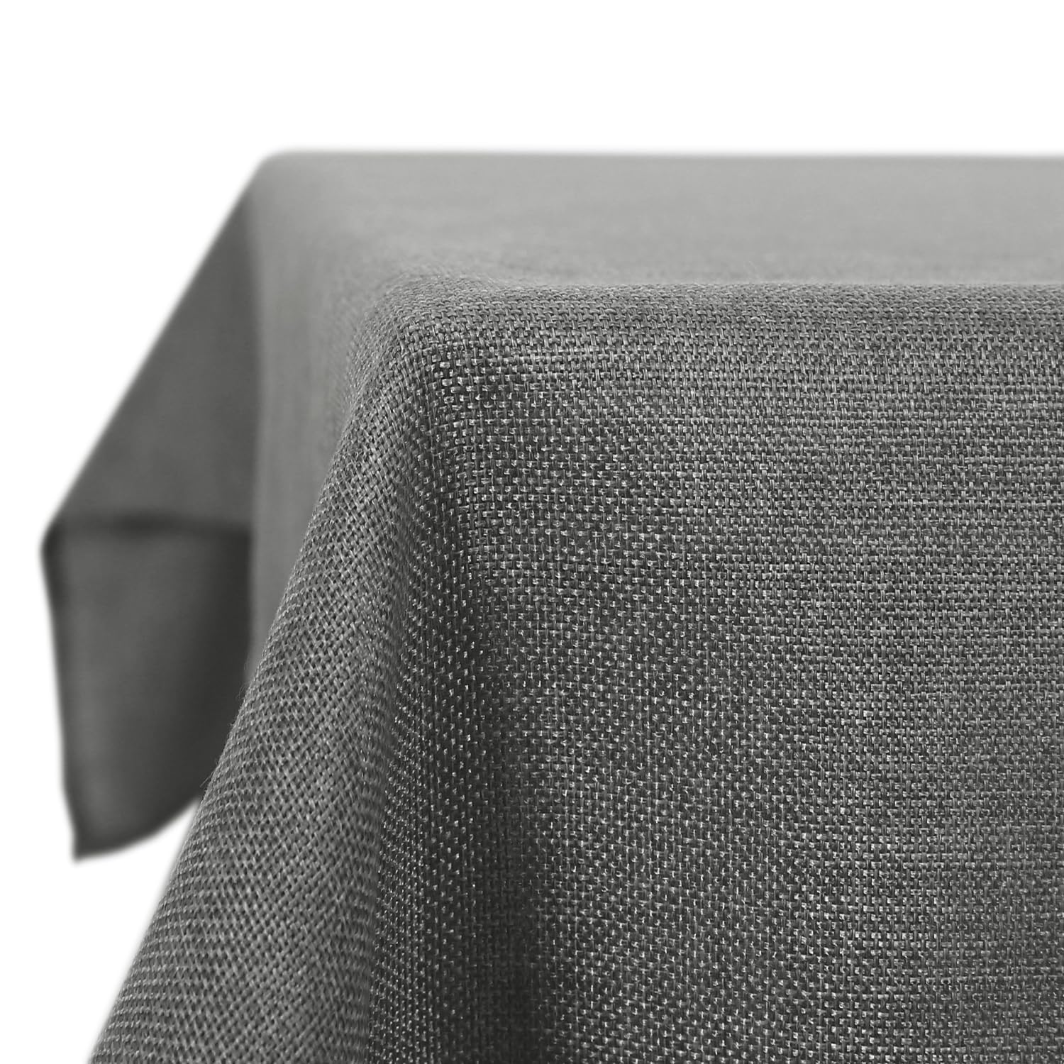 Deconovo Tovaglia Rettangolare in Finto Lino 140x250 cm | Elegante e Decorativa per Sala da Pranzo e Feste - Grigio Scuro, 1 Pezzo