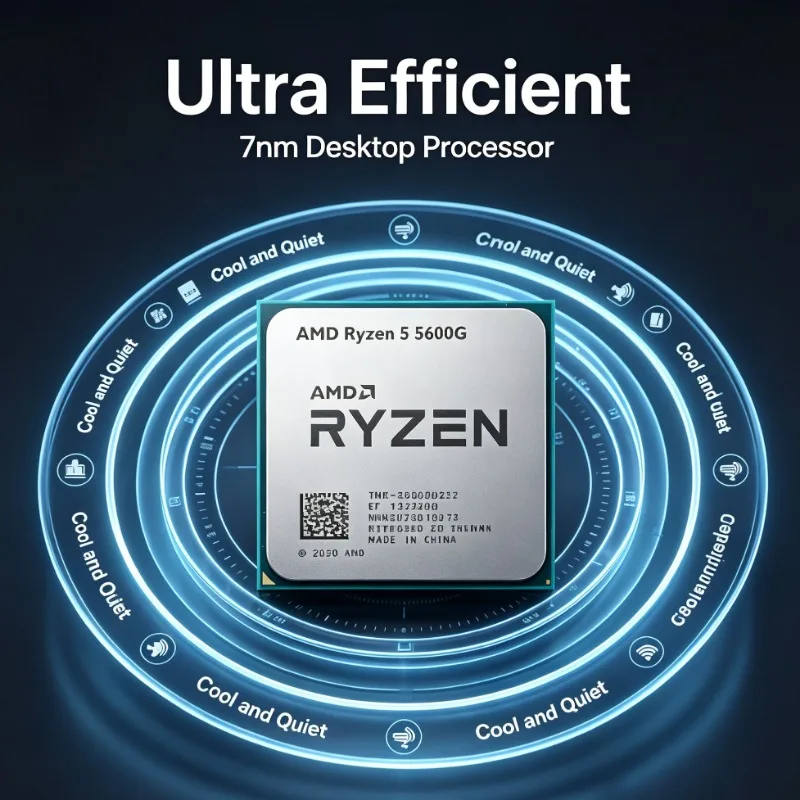 Processore AMD Ryzen5 5600G R5 5600G AM4 senza dissipatore, grafica Vega 7 integrata per PC senza scheda grafica dedicata