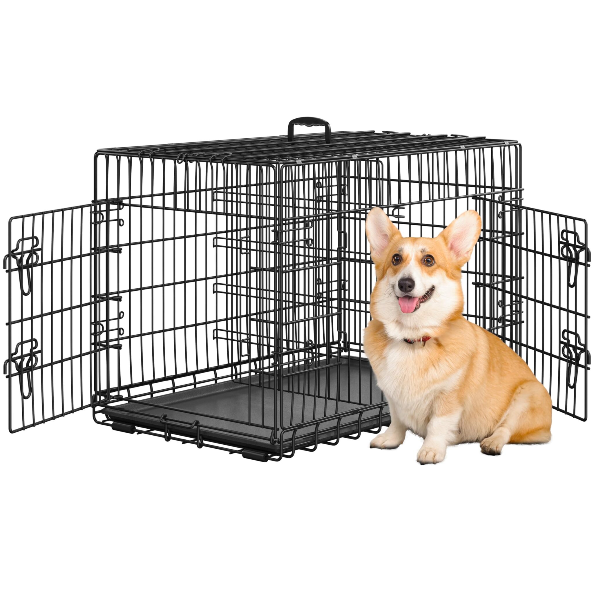Yaheetech Gabbia Metallo per Cani Pieghevole 92 × 56,5 × 63 cm Nero | Gabbia per Cani e Gatti, Vassoio Rimovibile, Doppia Porta, Divisorio Regolabile, Struttura Robusta, Montaggio…