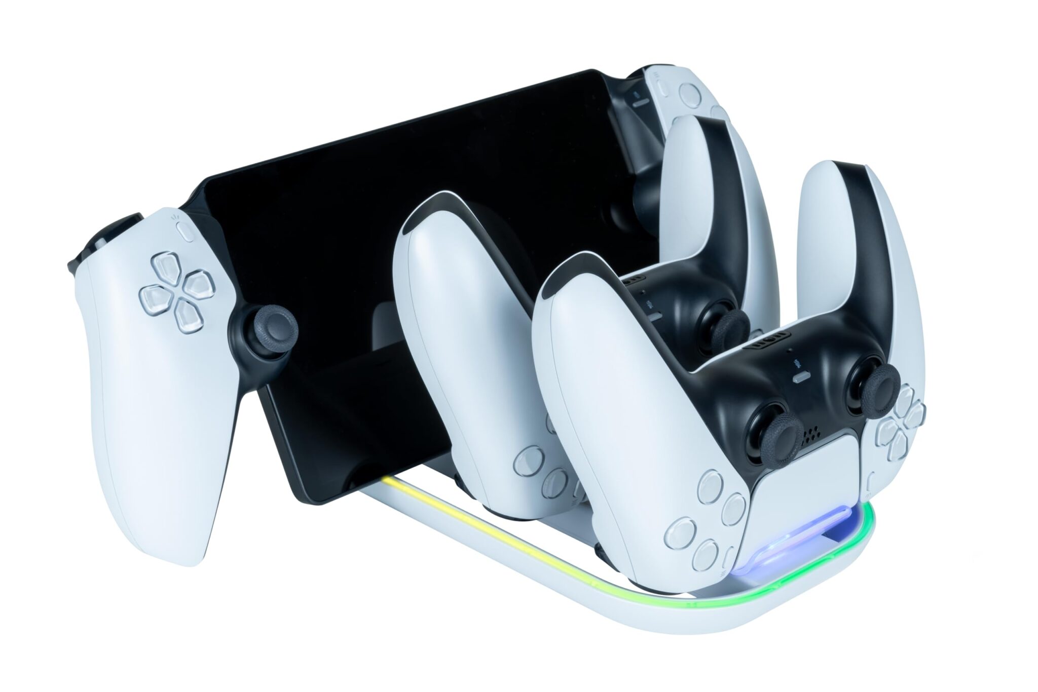 Triple chargeur BigBen pour console Playstation Portal et manettes DualSense PS5 Blanc