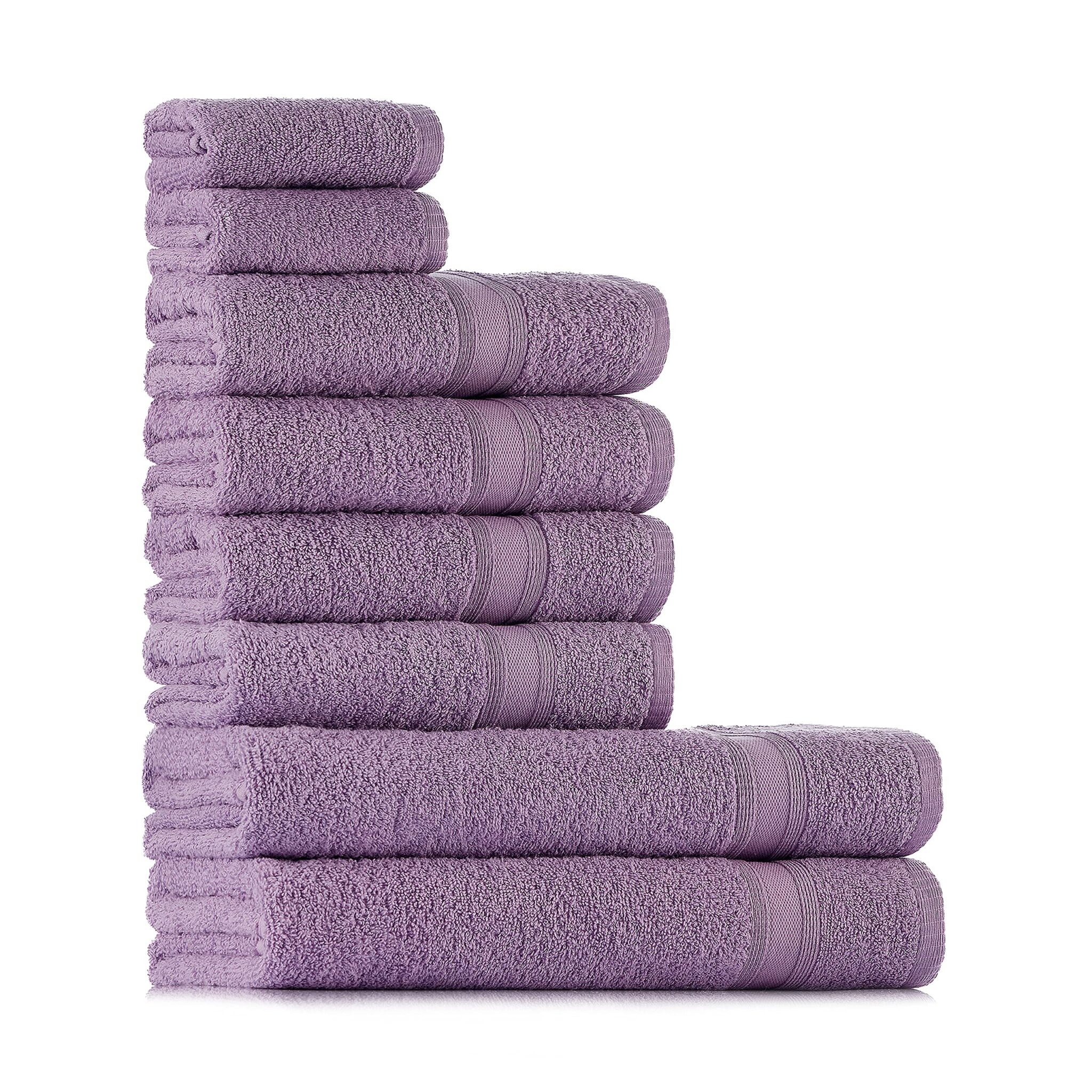 Tuiste Set Asciugamani Bagno Lilla Lavanda, Hotel, Cotone, 2 Telo Doccia 70x140cm + 4 Asciugamani 50x90cm + 2 Asciugamani Ospiti 30x50cm, Asciugamani Bagno Viso e Bidet, Morbidi,…