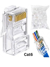 Connettore passante RJ45 Cat6 spine cavo ethernet spina rete crimpare-100 pezzi