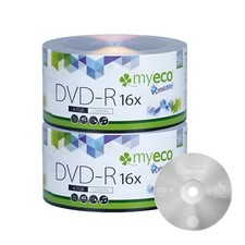 Confezione 100 MyEco DVD-R DVDR 16X 4,7 GB logo marchio economico disco registrabile vuoto