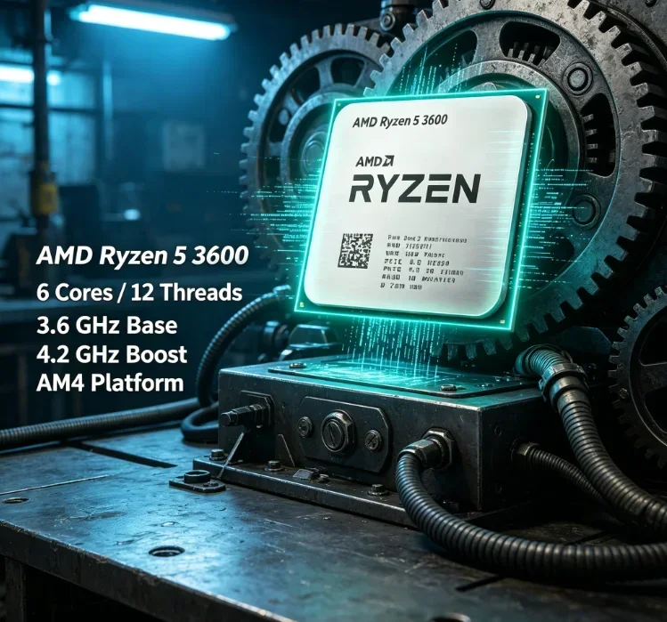 Processore AMD R5 3600 AM4 Ottimizzato per Gaming Competitivo, Riduce il Lagging nei Giochi e Migliora la Risposta per Giochi Online Multigiocatore