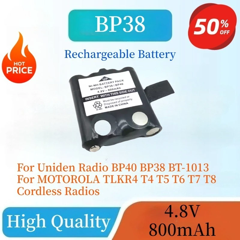 Nuova batteria NI-MH ricaricabile da 4,8 V 800 mAh per radio Uniden BP40 BP38 BT-1013 per radio a batteria MOTOROLA TLKR4 T4 T5 T6 T7 T8
