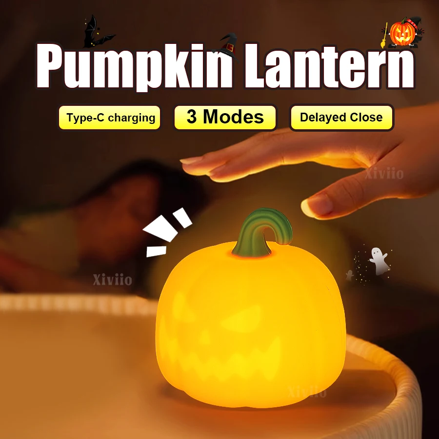 Lampada da zucca di Halloween Lampada da zucca in silicone super morbido Regali giocattolo per bambini Luce di zucca portatile di sicurezza per la decorazione di Halloween della c…