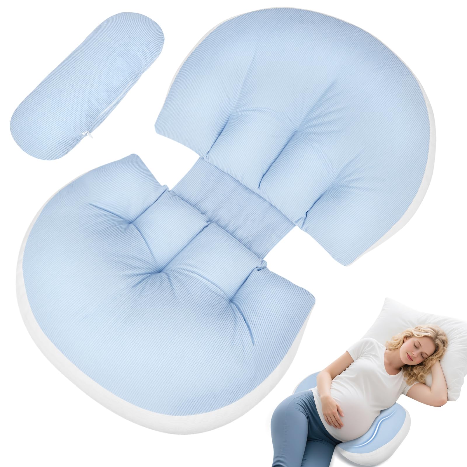 Omtofo Cuscino Gravidanza, Morbido Cuscino Per Dormire In Gravidanza, Per Chi Dorme Sul Fianco, Regolabile Cuscino Gravidanza Per Dormire, Supporto Per Schiena, Fianchi, Alleviare…