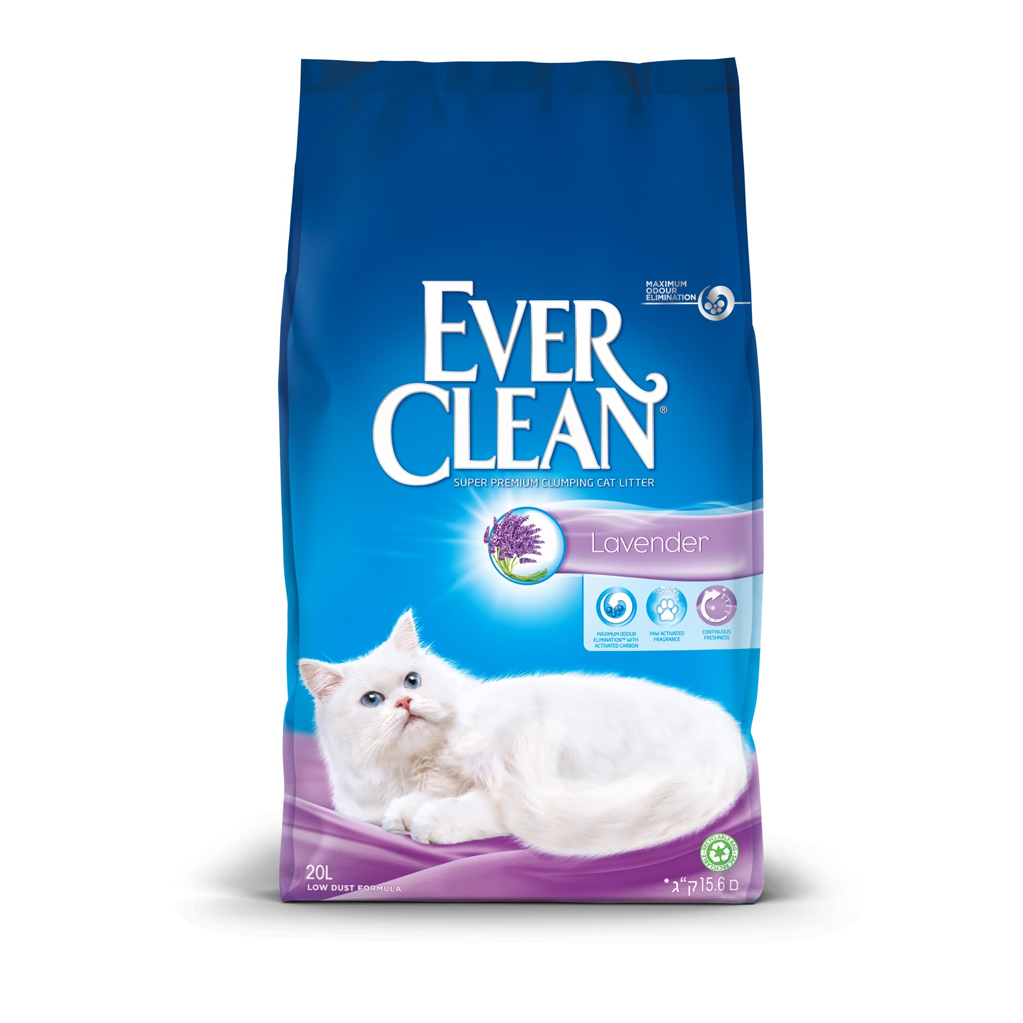 Ever Clean Extra Hygiene Profumo di lavanda, (prima, Lavender), lettiera agglomerante per gatti da 20 L