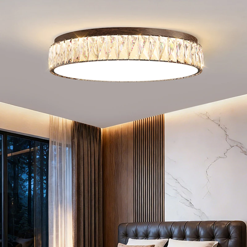 Lampada da soffitto moderna a LED rotonda con cristalli, luce soffusa per camera da letto, soggiorno, ingresso, decorazione per soffitto.