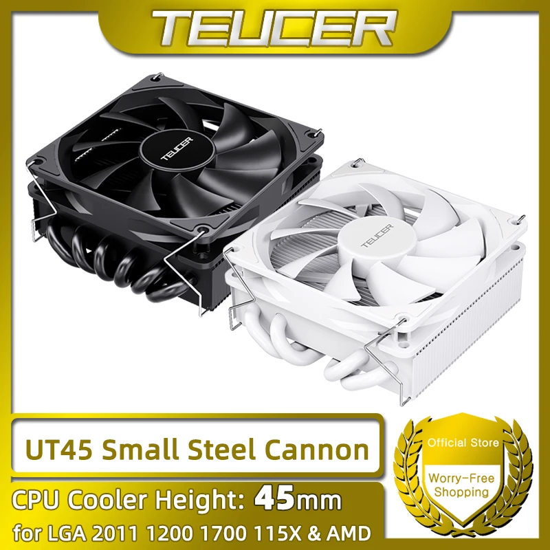 TEUCER Serie UT45 CPU Cooler 45mm ITX Case Radiatore di raffreddamento ad aria con ventola FDB UT12015 per AM5 AM4 e LGA1700 1200 2011 per X99