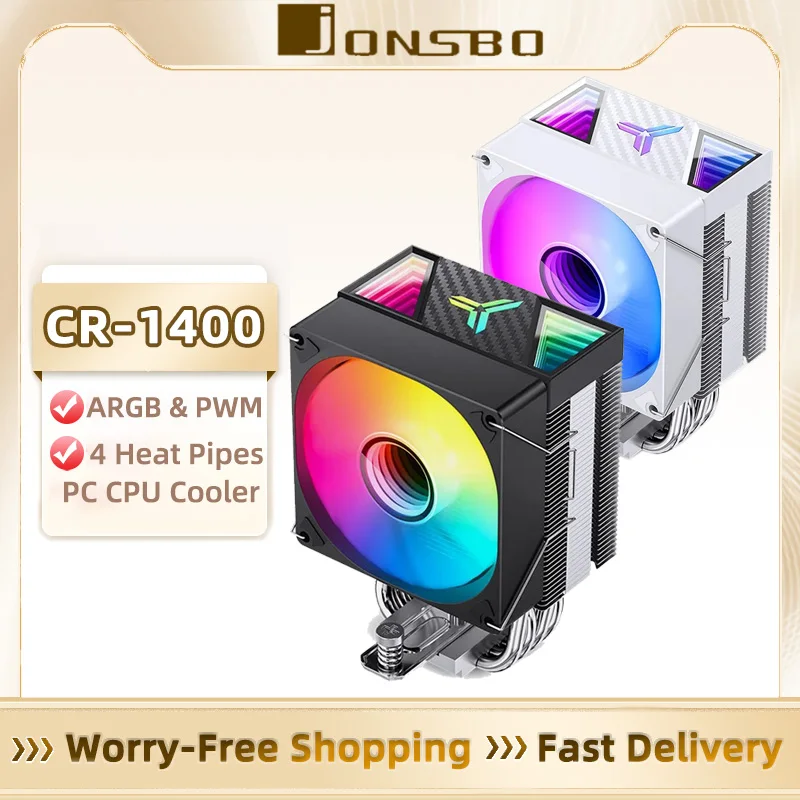 Jonsbo CR-1400 V2 CPU Cooler 120mm ARGB 4pin PWM ventola di raffreddamento 4 tubi di calore radiatore di raffreddamento ad aria per LGA1700 1200 115X AM4 AM5