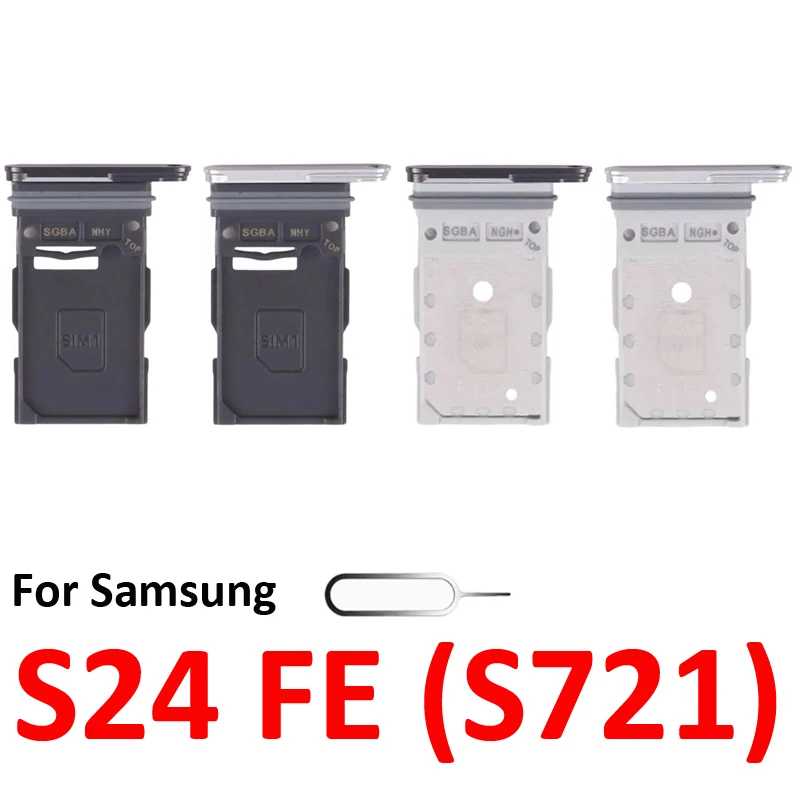 Per Samsung Galaxy S24 FE S721 S721B - Nuovo alloggiamento, chip, vassoio porta SIM, slot, supporto, parti di ricambio, SIM singola/doppia, grigio/argento