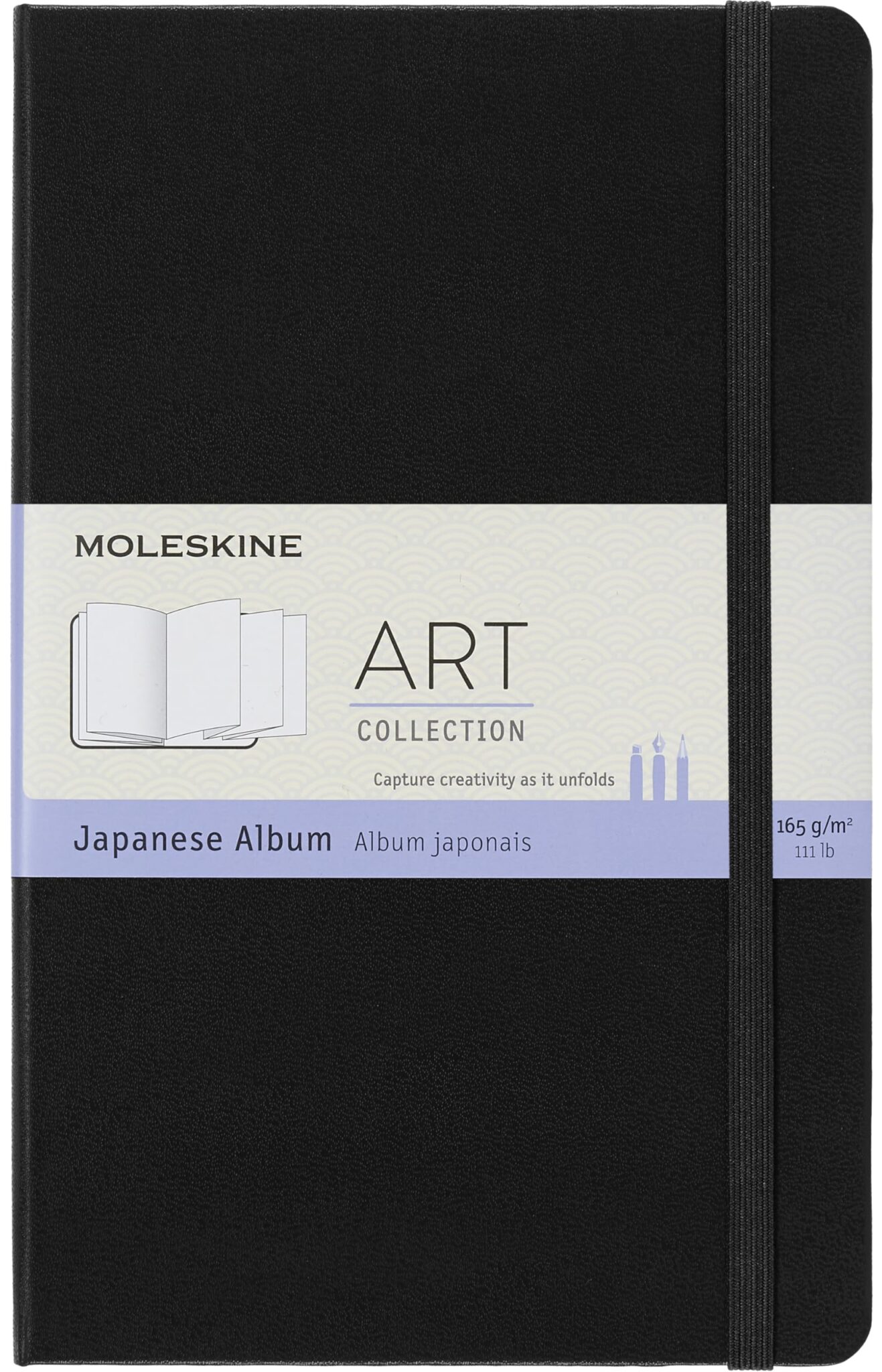 Moleskine Art Japanese Album, Blocco da Disegno, Copertina Rigida, Chiusura Elastica, Carta Adatta a Penne, Pastelli e Carboncino, Colore Nero, Formato Large 13 x 21 cm, 48 Pagine