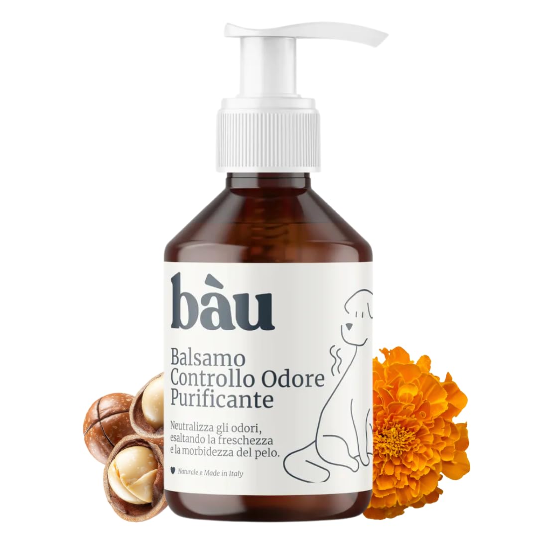 Bau Balsamo Cane Controllo Odori Purificante, Balsamo per Cani con Aloe Vera e Olio di Macadamia, Elimina il Cattivo Odore dal Pelo, Pelo Morbido e Lucido -250ml