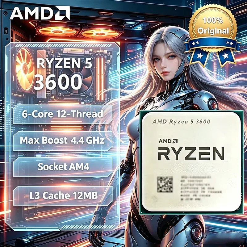 Processore AMD Ryzen 5 3600 CPU 3.6GHz 6-Core 12-Thread Ryzen 5 R5 3600 LGA AM4 CPU per Gaming Senza Confezione