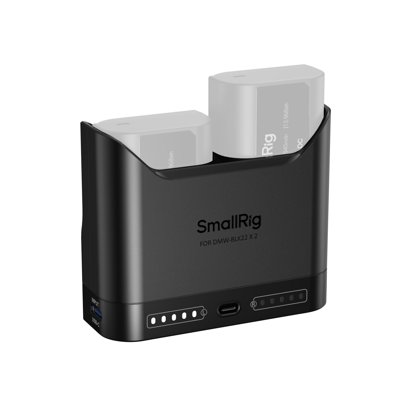 SMALLRIG DMW-BLK22 Caricabatterie per Panasonic, Caricabatterie per fotocamera a doppio slot da 2 ore con porta di USB-C, per Panasonic Lumix GH5, GH5 II, GH6, GH7, S5, S5 II, S5…