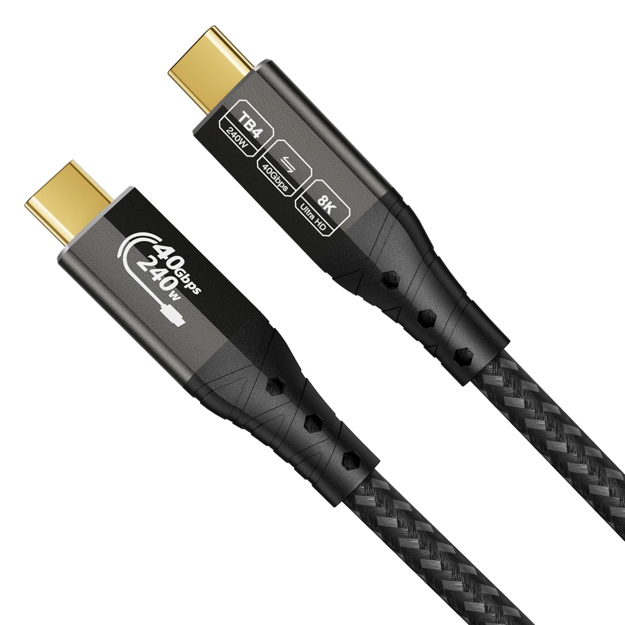 ZIKNYDO Cavo USB 4 per Thunderbolt 4 cavo 0,5 m, cavo dati USB C 40Gbps, video 8K/4K, PD3.1 240W, USBC Thunderbolt per Thunderbolt 5/3, Serie iPhone 16, SSD, MacBook, docking stat…