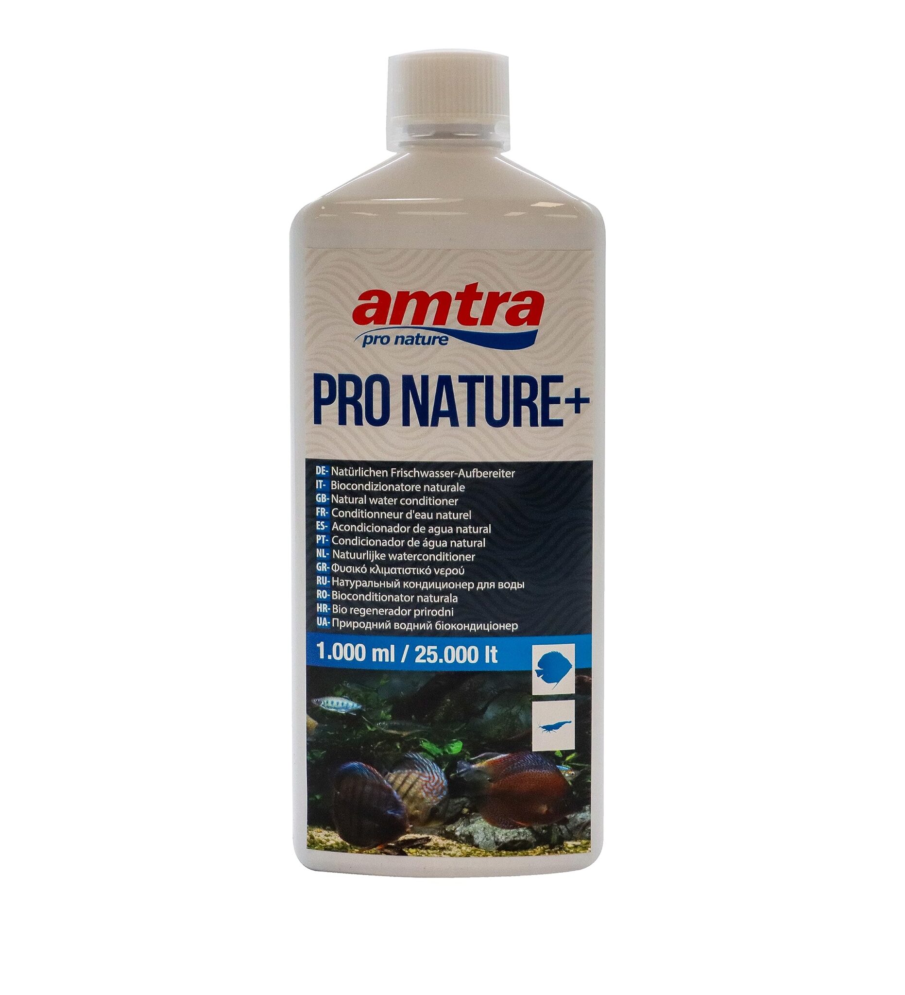 Amtra Pro Nature Plus - Biocondizionatore acquario dolce, rende sicura l'acqua di rubinetto per i pesci, elimina cloro e metalli pesanti, 1000 ml