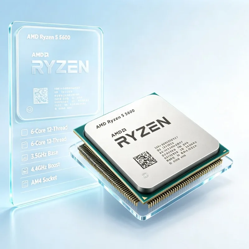 Processore AMD Ryzen5 5600 da 65W a risparmio energetico, design multi-thread per mini host da ufficio e desktop da gaming.