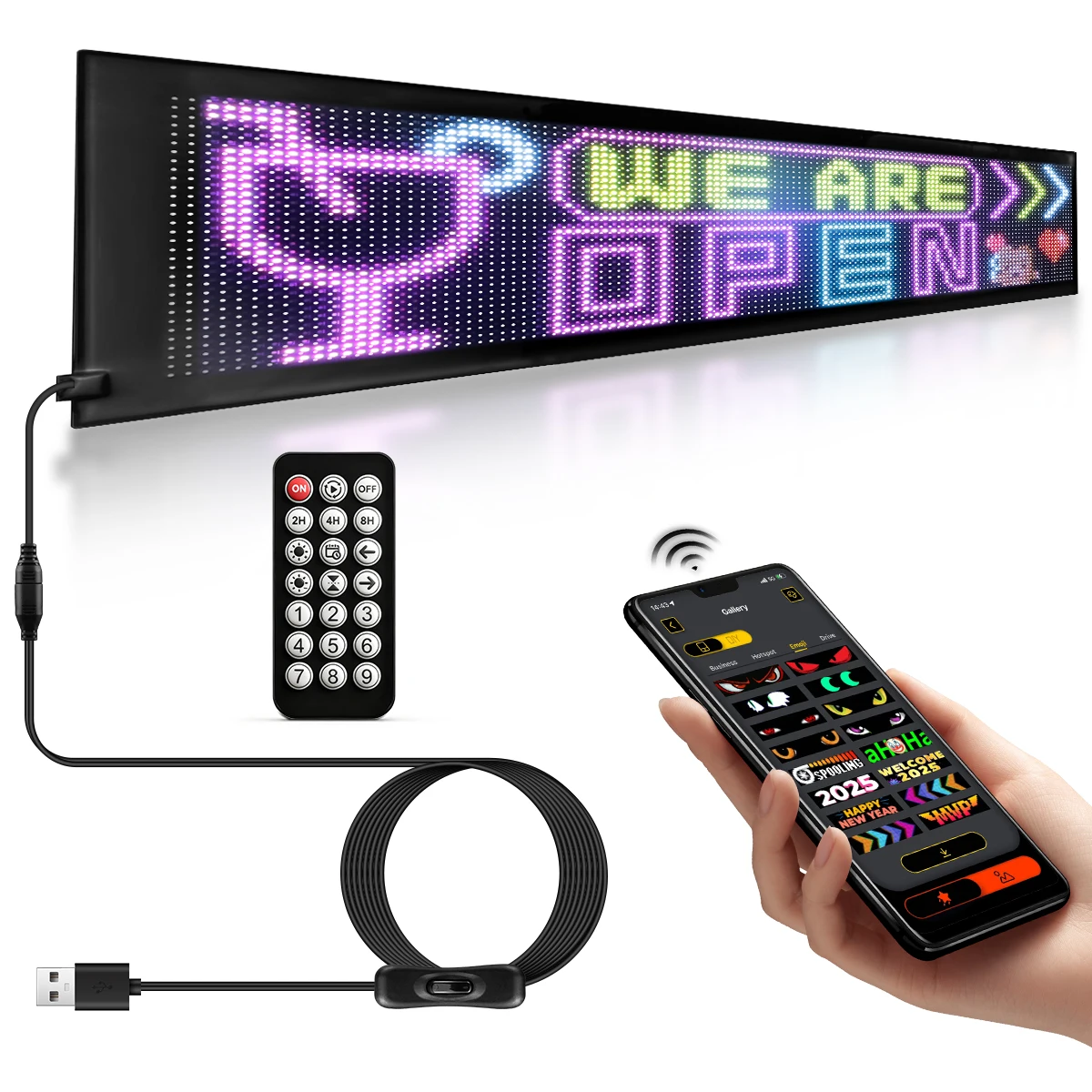 Pannello LED Programmabile a Matrice di Pixel 1-2 Pezzi, Schermo Rigido 'Occhio del Diavolo' per Camion con Controllo Remoto APP, Display 2-in-1